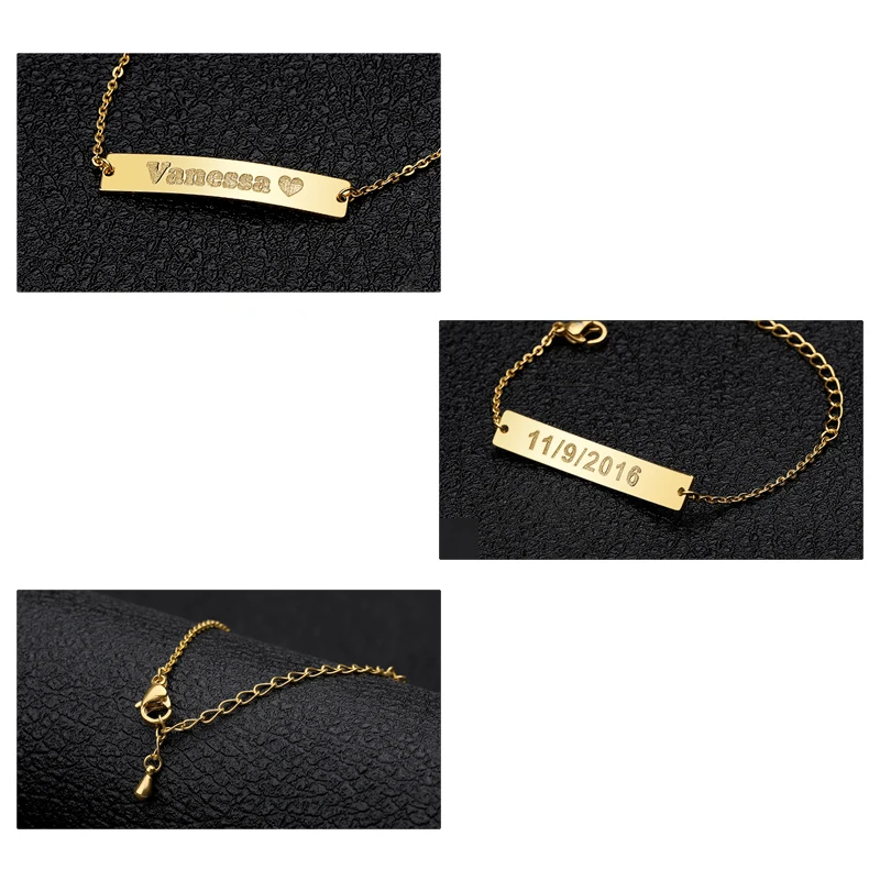 Браслет детский золотистый с гравировкой имени 30 х8 мм | Украшения и аксессуары