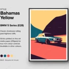 Напечатанный на естественном белом холсте BMW E28 M3 E30, подарок, автомобиль, иллюстрации, автомобильный постер, день рождения, настенная печать