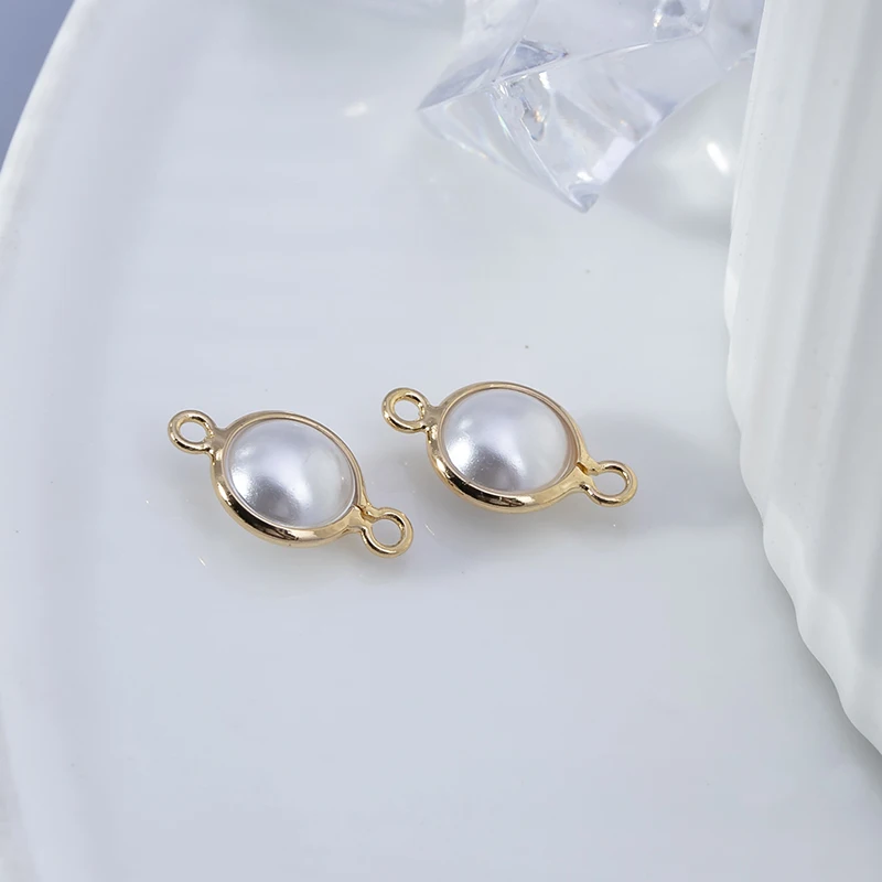Золотые подвески с двойными отверстиями жемчужные двойным кольцом Позолоченные