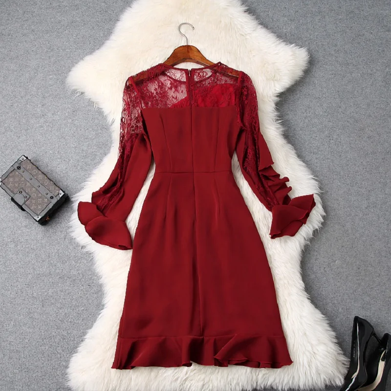 

Flare Sleeve Sweet woman party dress 2021 new High quality summer Sexy Club elegant Dress Slim Ruffles Lace dresses Asymmetrical