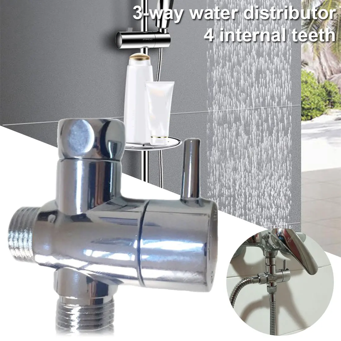

3 Way T-connector Control Valve Adapter Function Switch Shower Head Diverter Valve for Toilet Bidet Shower Water Separator