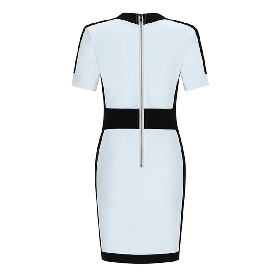 

Ailigou 2021 New Summer Lady Bandage Dress Vestido Celebrity Party Dress Sexy Deep V Short Sleeve Button Mini Bodycon Club Dress