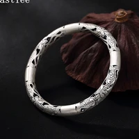 bastiee 990 sterling silver bangle bracelet for women jewelry fish vintage hmong miao handmade hollow out