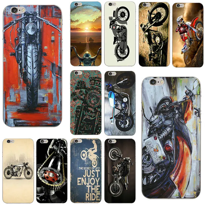 Ретро Мото Кросс Мотоцикл спортивный Мягкий ТПУ чехол для телефона iphone 4 4s 5c 5s 5 SE 6