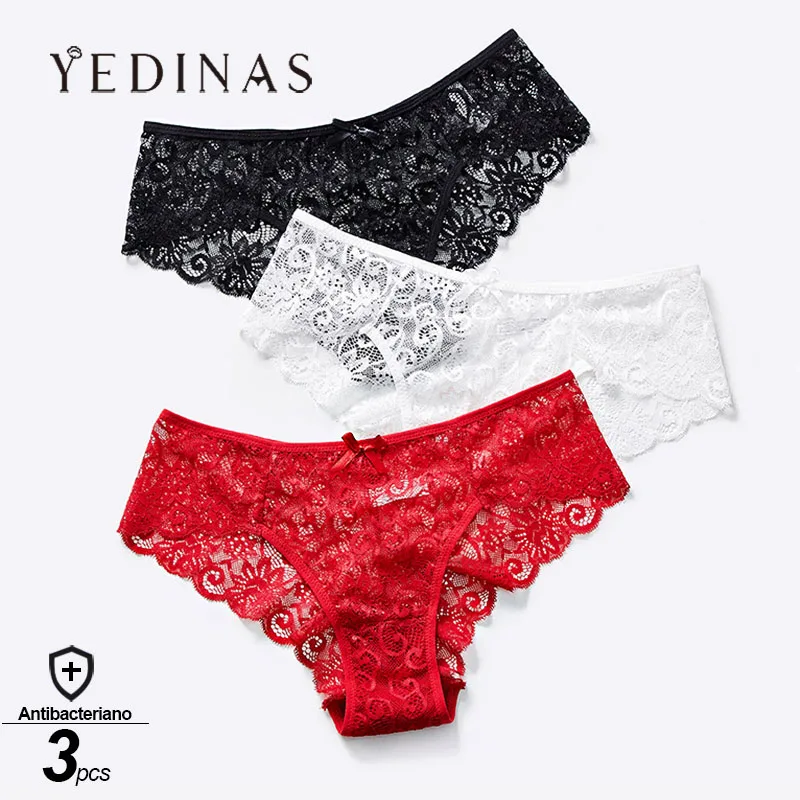 Yedinas 3 шт./лот прозрачные трусики женские Для женщин сексуальное кружевное нижнее