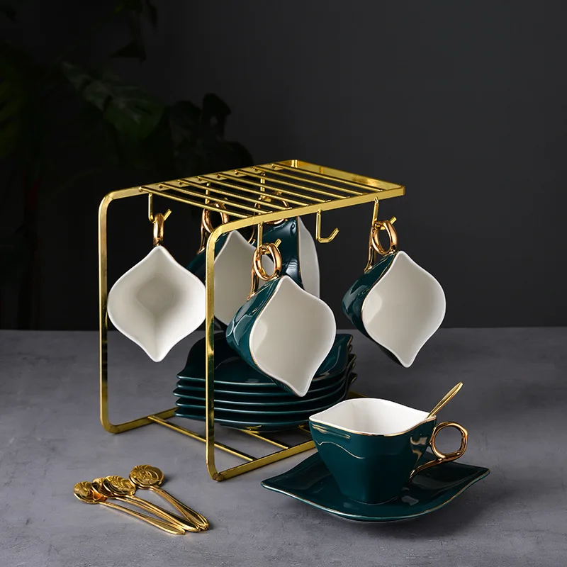 

European style light luxury coffee cup and ceramic cup set high-end afternoon flower tea tea set