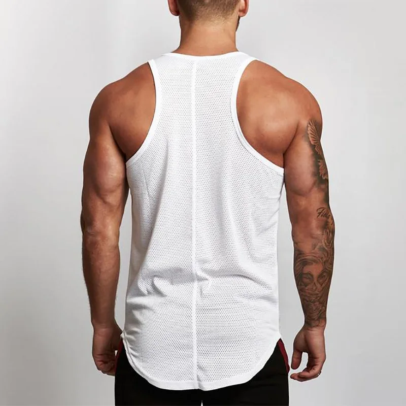 

Muscleguys Men's Mesh Tank Tops Fitness Clothing 2021 Summer Muscle Vest Gyms Stringer Tanktop Canottiere Bodybuiding Sleeveless
