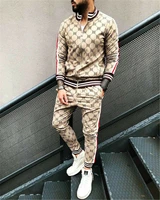 mens tracksuit 2 piece casual trousers jacket sweatsuit hip hop sweatshirt set