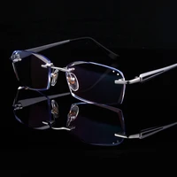 luxury private custom manual pure titanium frame diamond cut high elastic tinted lenses mens prescription glasses photochromic