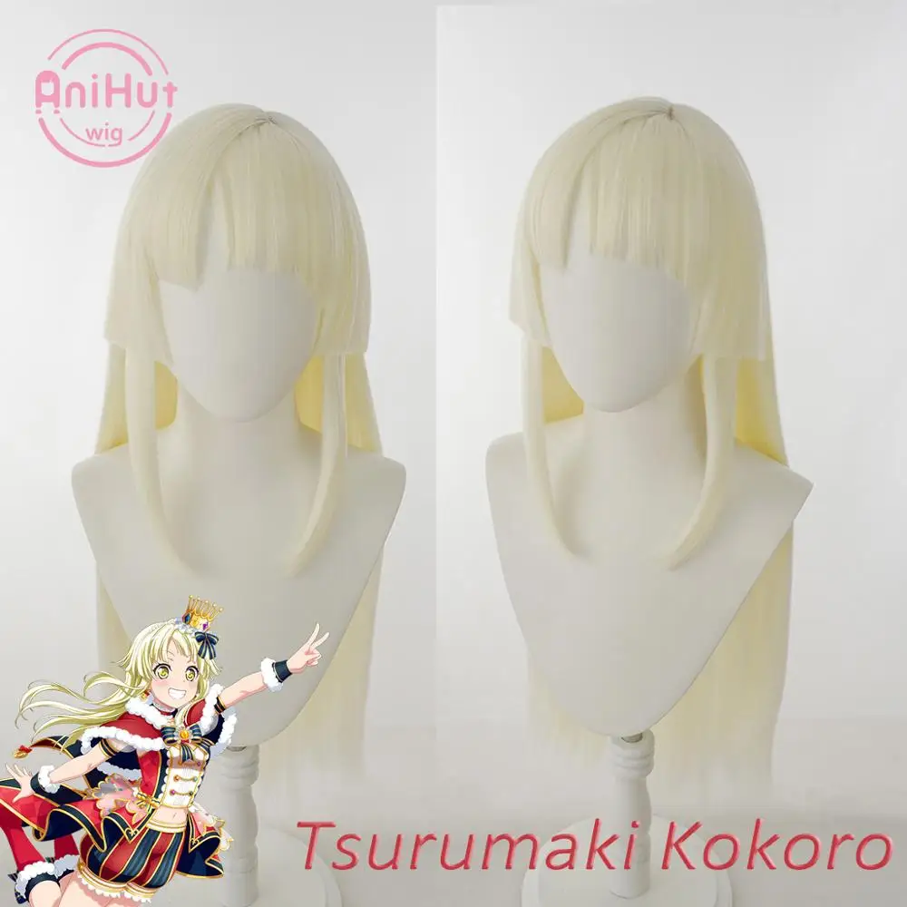 [Anihut】парик Kokoro tsurumaki! Здравствуйте парик для косплея счастливого мира