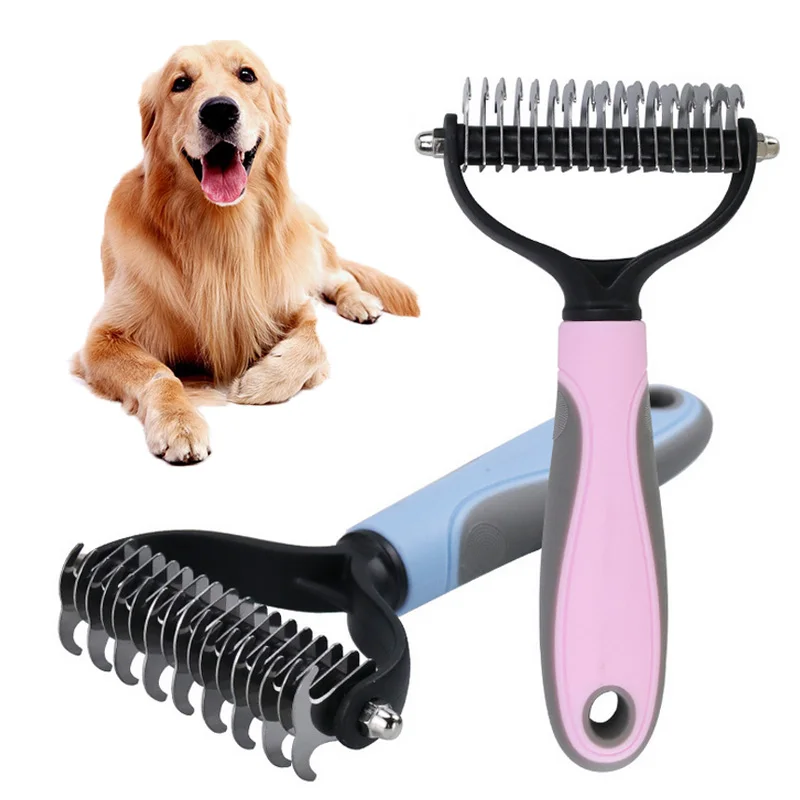 

Pets Hair Removal Comb Knot Cutter Brush Double Sided Cat Dog Grooming Shedding Tools for Matted Long Hair Curly Pet Grooming