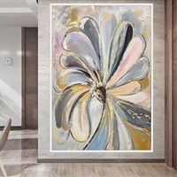 100 hand painted abstract gold foil flower oil painting knife painting gold canvas painting home living room decor picture art