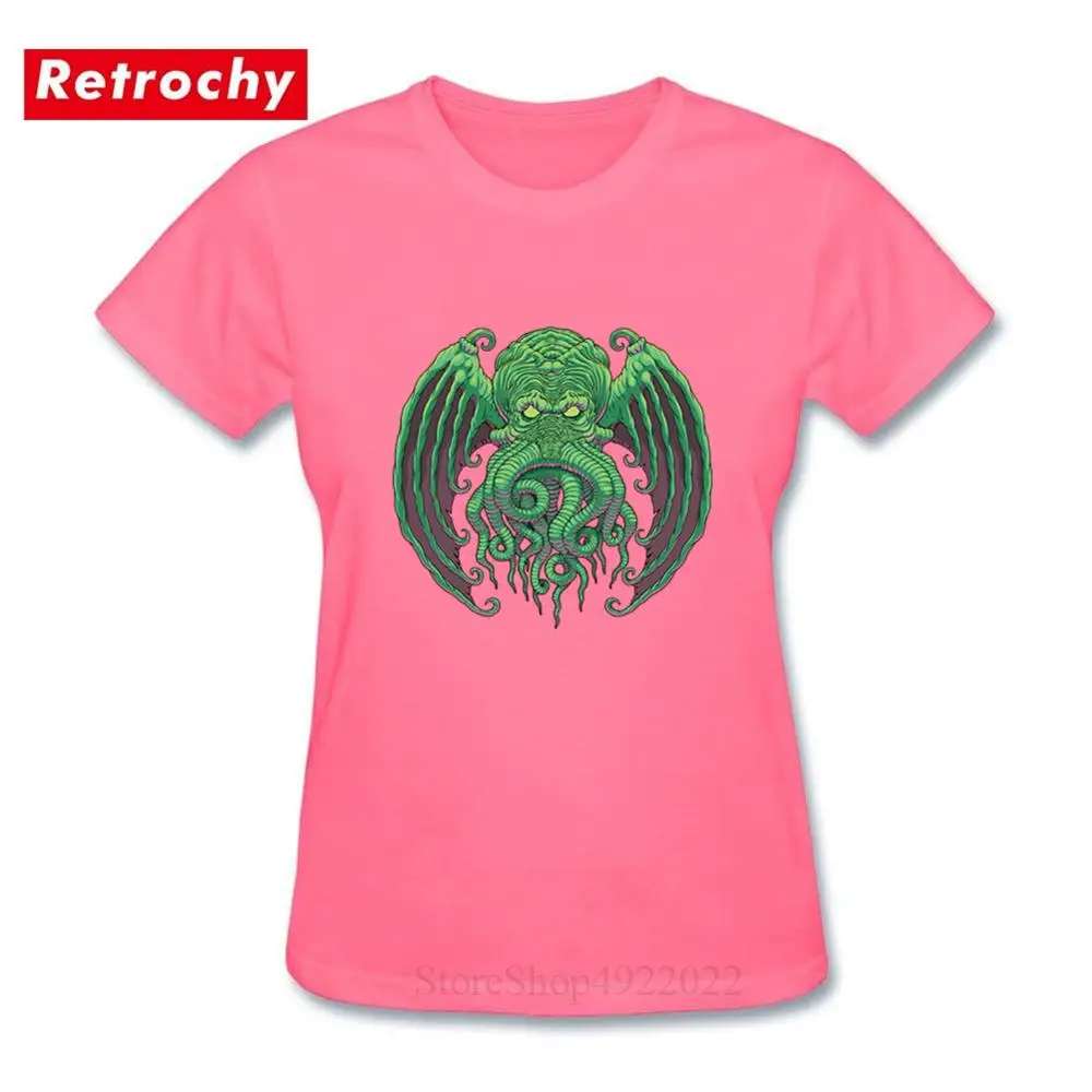 Geek стиль Cthulhu Cuttlefish футболка Lovecrafts огромный Осьминог Футболка 100% хлопок женская