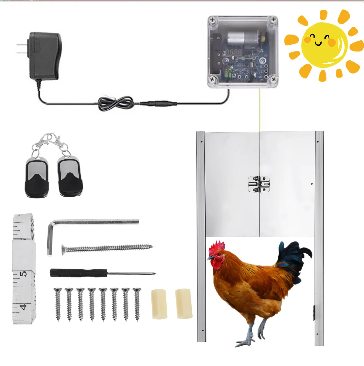 110-220V Timing Control Chicken House Automatic Door Opener Door Opening Kit Farm Accessories Chicken Pets Dog Toys Door Opener