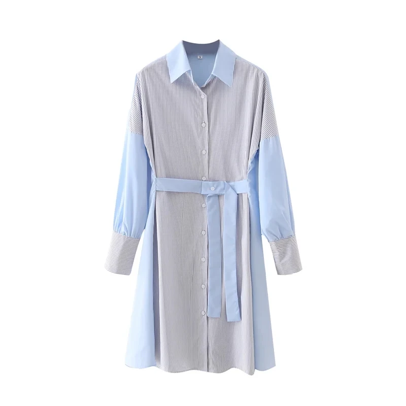 

Женское Повседневное платье-рубашка ZA, универсальное элегантное платье в полоску с подходящей талией и шнуровкой, лето 2021