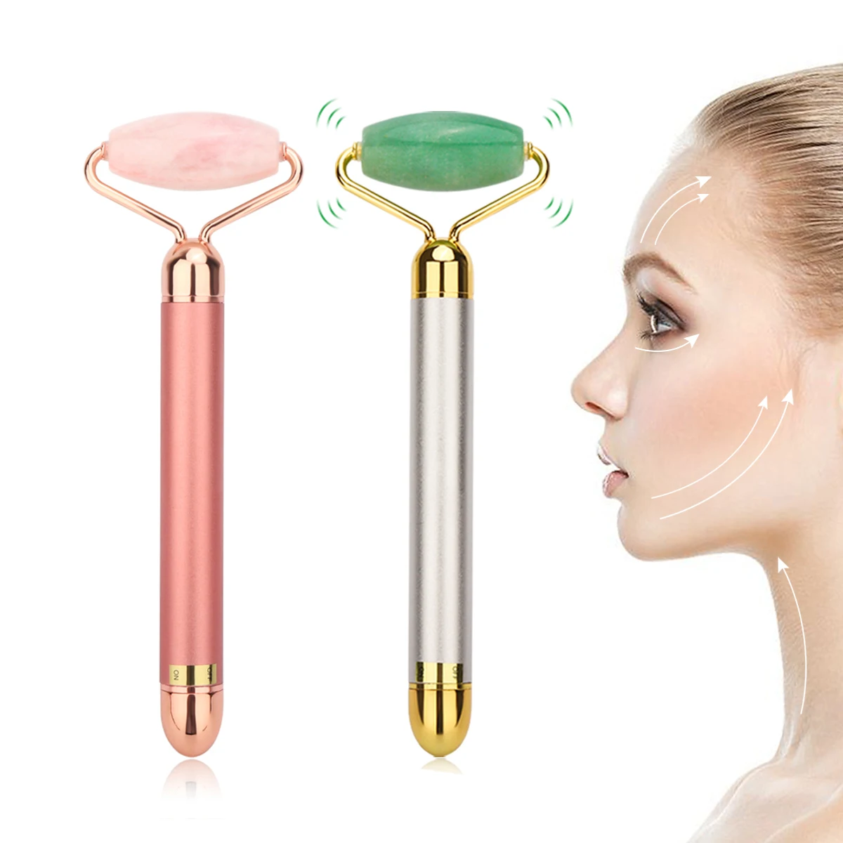 Электрический нефритовый роликовый массажер для лица укрепляющий кожу против