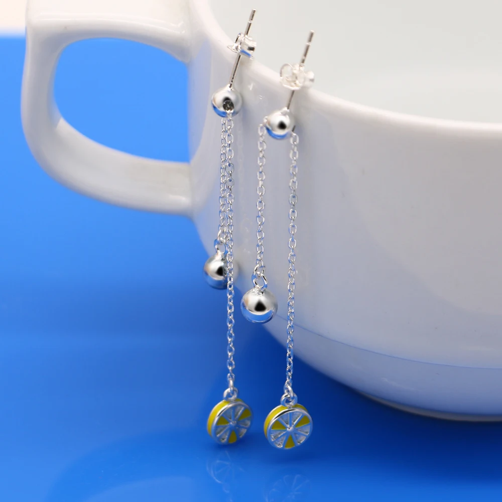 Серьги женские из серебра 925 пробы с подвеской в виде лимонного колокольчика |