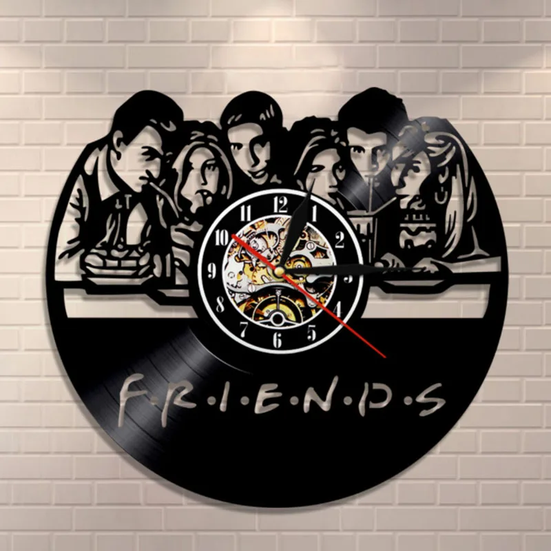 Friends TV Series CD Clock Wall Watch with LED Lighting Vintage Vinyl Record Home Decor Gift for Friend horloge | Дом и сад