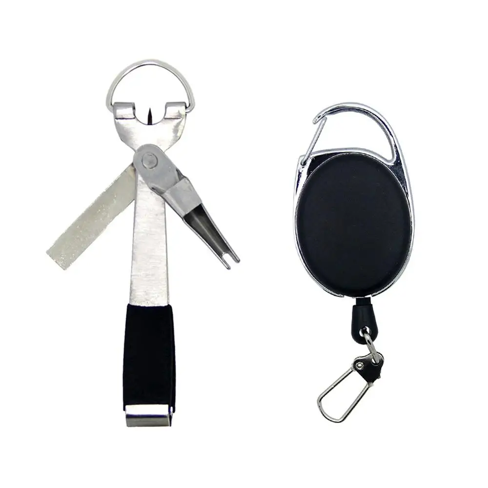 

Quick Knot Tool Fly Fishing Nipper Fly Line Cutter Clippers Snips Fast Tie Nail Knotter with Zinger Retractor Fishing Tackle