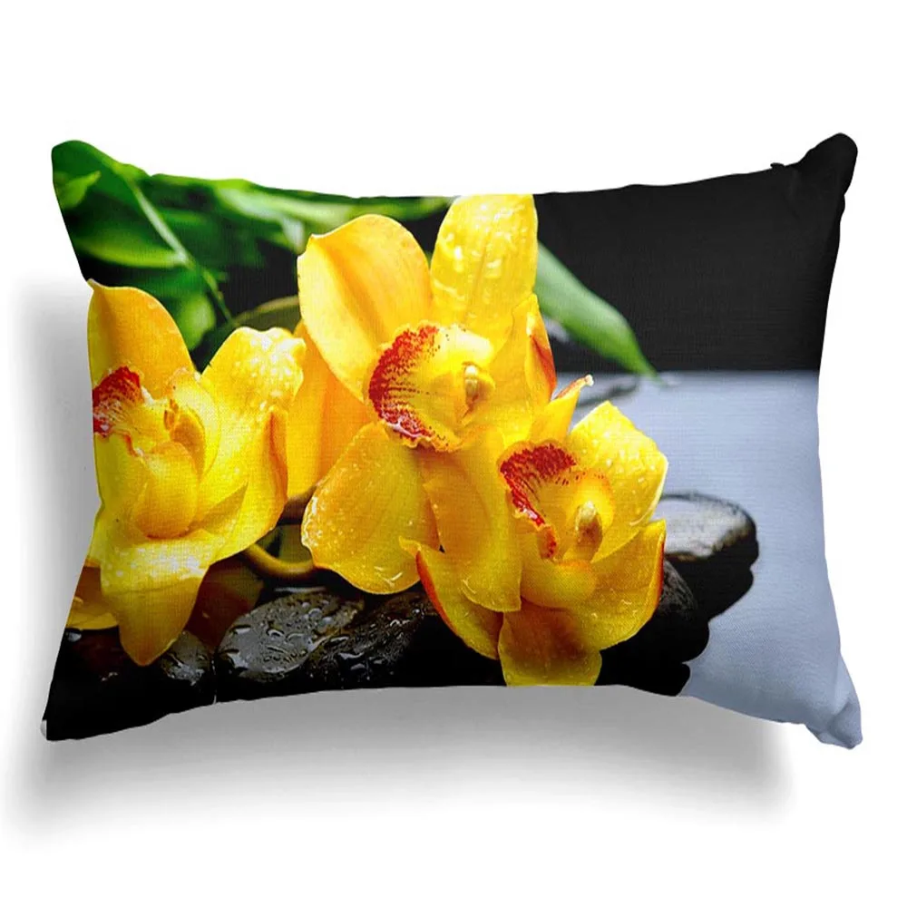 Новый дизайн на заказ желтый цветок камень Подушка Чехол постельное белье