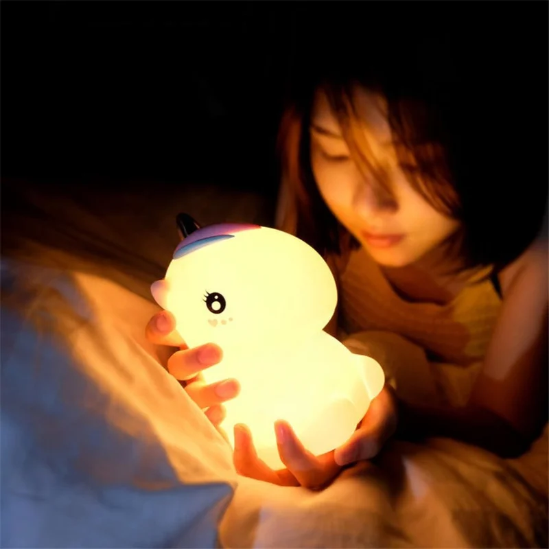 Продажа Свет единорога силиконовые ночные светильники для детей спальня LED USB ночник Красочные Дети ночники Атмосфера лампы