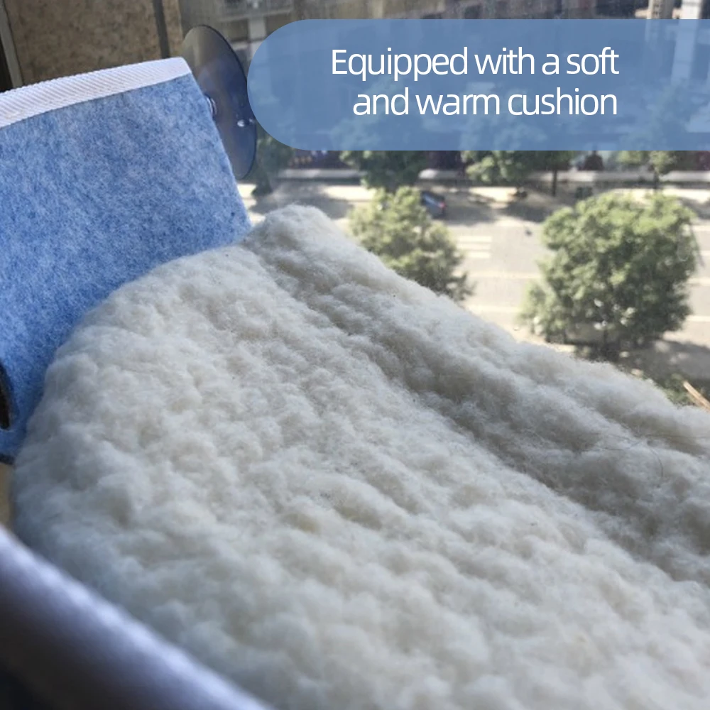 Подвесная кошачья кровать гамак шезлонг с креплением на окно присоски теплая для