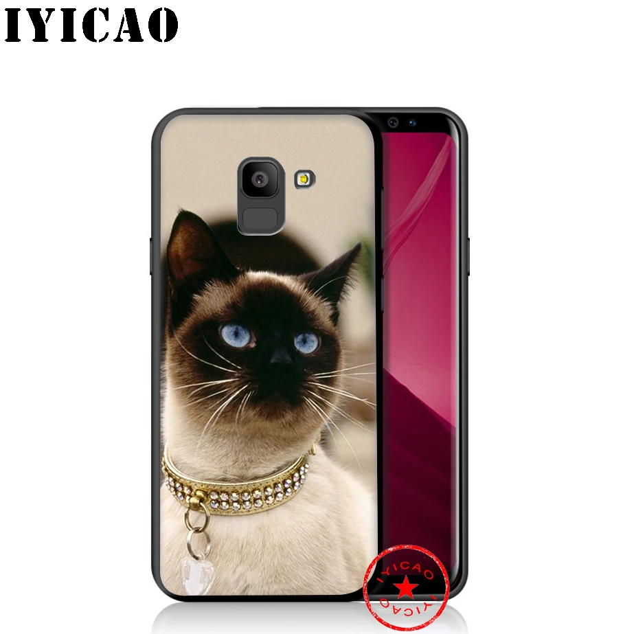 IYICAO милый мягкий чехол для телефона с сиамским котом Samsung Galaxy A9 A8 A7 J6 A6 Plus 2018 A5 A3 2016