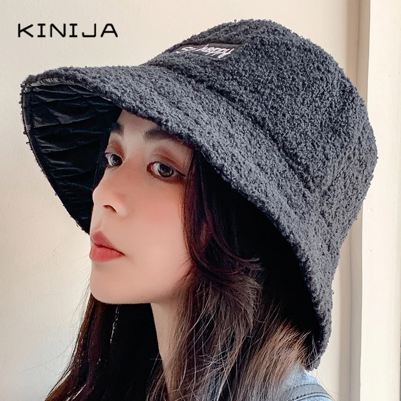 Зимняя женская кашемировая Теплая мужская шляпа Панама двусторонняя с плюшевой