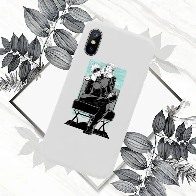 

Hot Anime Jujutsu Kaisen Phone Case White Candy Color for iPhone 11 12 mini pro XS MAX 8 7 6 6S Plus X SE 2020 XR