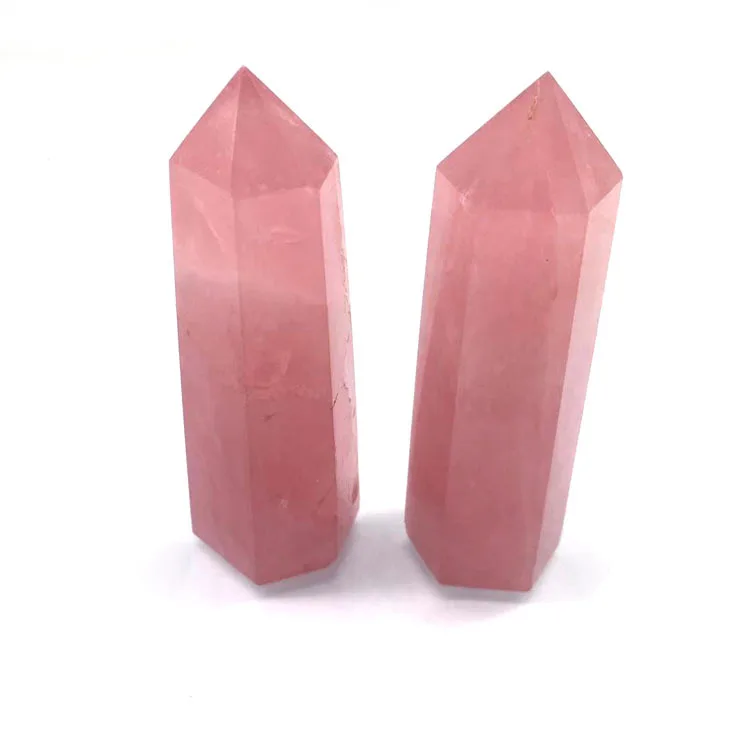 

70-80mm Natural Pink Crystal Rose Quartz Wand Point Healing Mineral Stone Magic Wand Rock Home Decor Geode Amethyst Rose Quartz