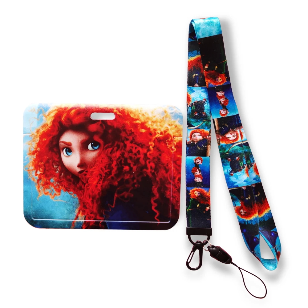 

Horizontal Disney Brave Boys Bank Card Holder Students Bus Card Case Lanyard Visit Door Identity Badge Card Cover