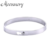 moonmory popular 925 sterling silver serrure bracelet for women with zircon fashion jewelry locket bangle bracelet pulseiras