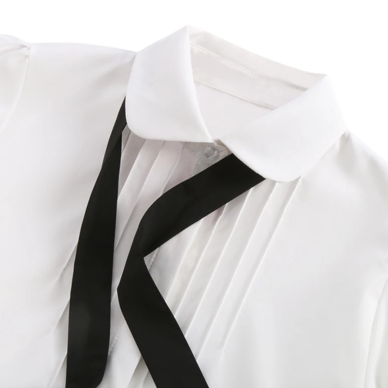 

Korean Shirts Fashion All-Match College Style Tops Girl Sweet Blouse Lapel Cute Bow Hot Selling Blusa