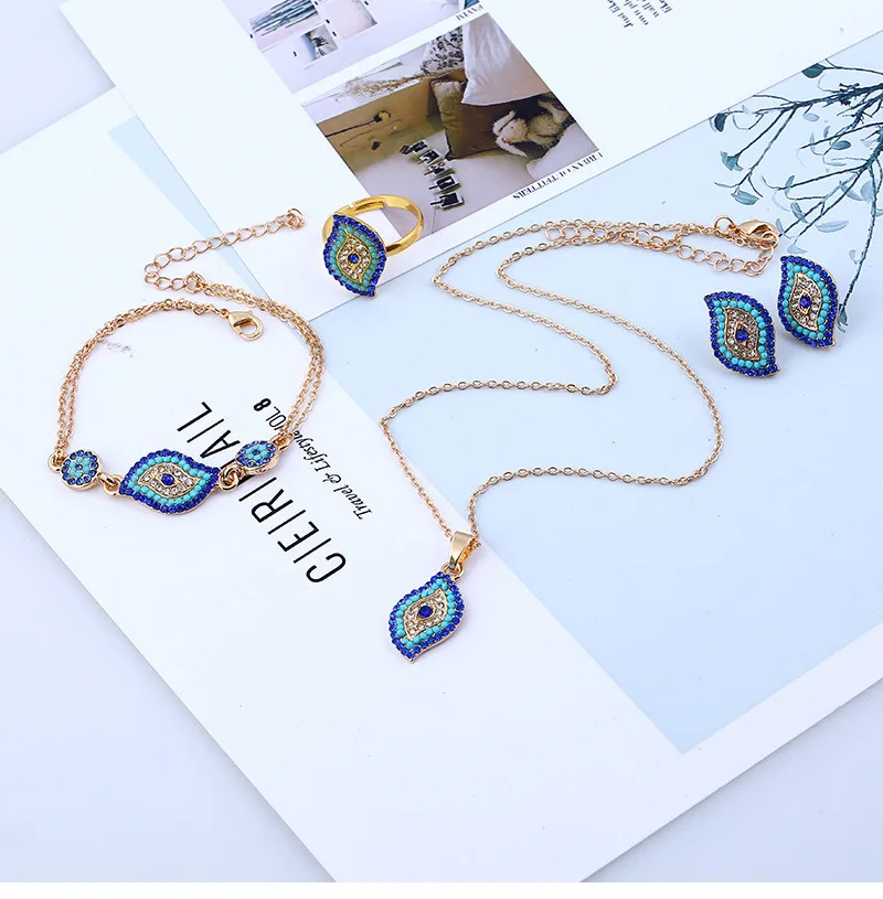 Клен 2000 новые стразы ожерелье волшебный глаз четыре части женские турецкие