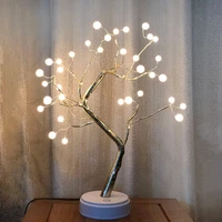 romantic led touch night light mini christmas tree copper wire garland fairy table lamp for kids bedroom decor
