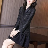 high end black dress 2021 fall new products womens jacket suit skirt women casual vestidos mujer pink long sleeve dress