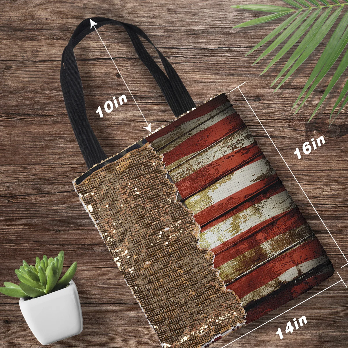 Сумка на плечо с изображением американского флага и деревянного фона женские