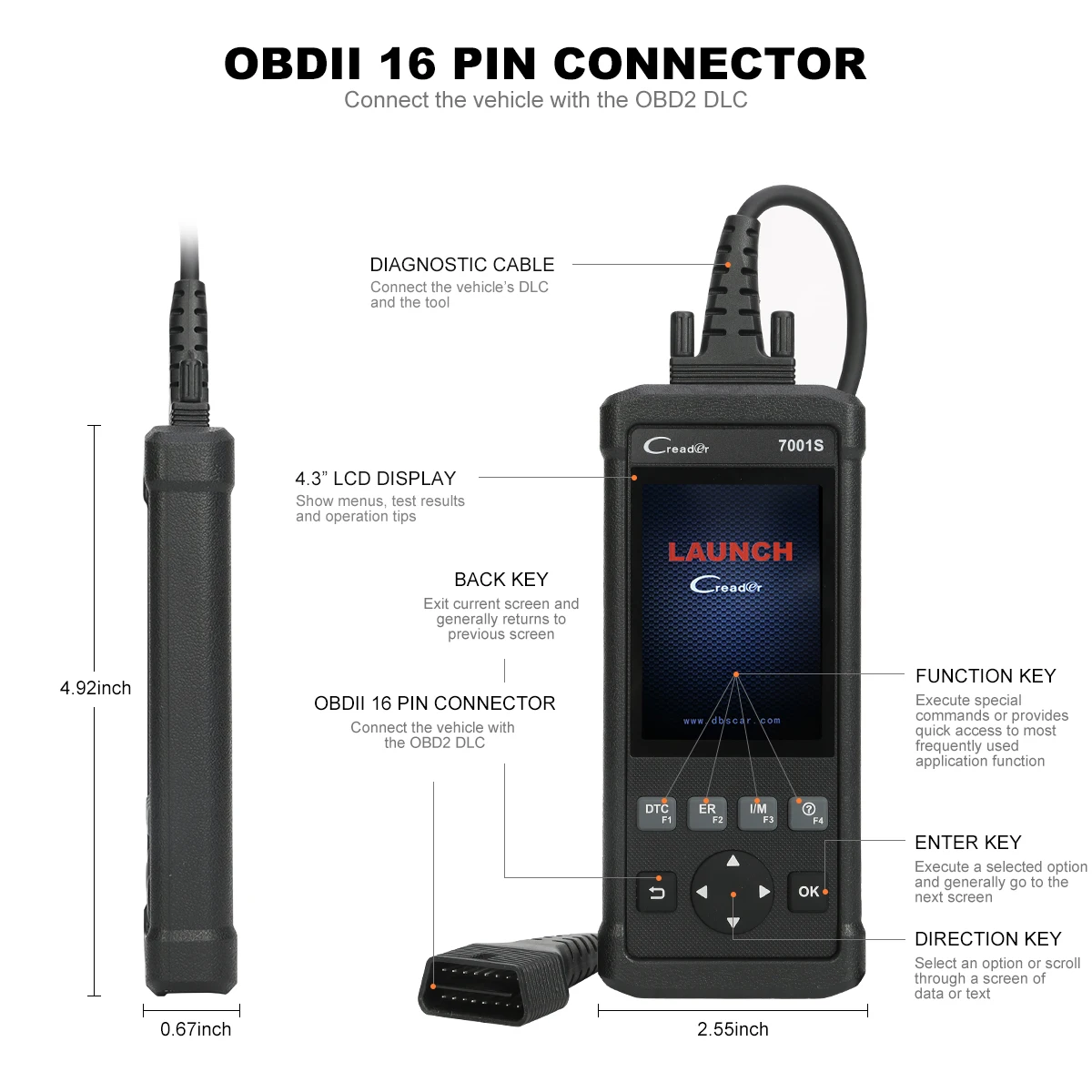 Сканер Launch Creader 7001S OBD2 автомобильный диагностический инструмент сканер ABS SRS для