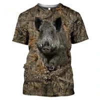 3d printed camouflage t shirt mens and womens wild boar animal print short sleeved shirt hunting animals wild camouflage top