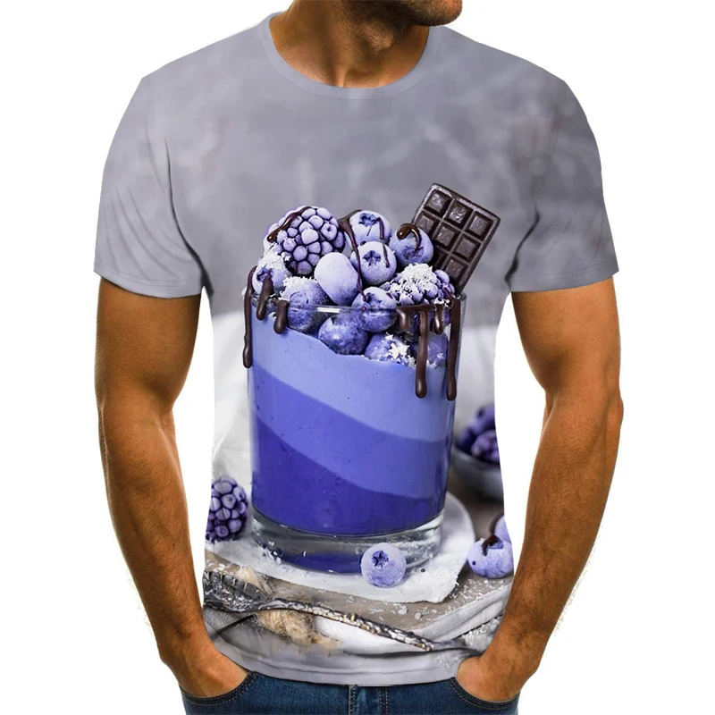 

Летняя мужская футболка с коротким рукавом и 3D-принтом торта