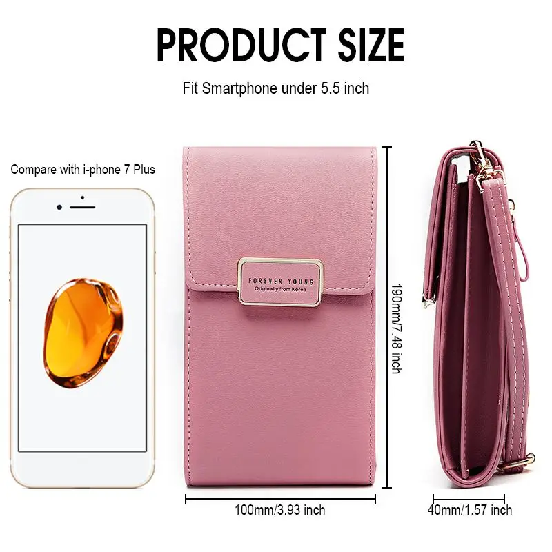 

Lady Multipurpose Leather Shoulder Crossbody Bags Leather Phone Wallet Bag Coin Card Holder Adjustable Strap Light Handbags