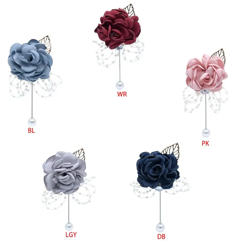 

Бутоньерка ручной работы для женщин и девушек, корсажное украшение для выпускного вечера с бусинами, имитация жемчуга, лацкан с бусинами