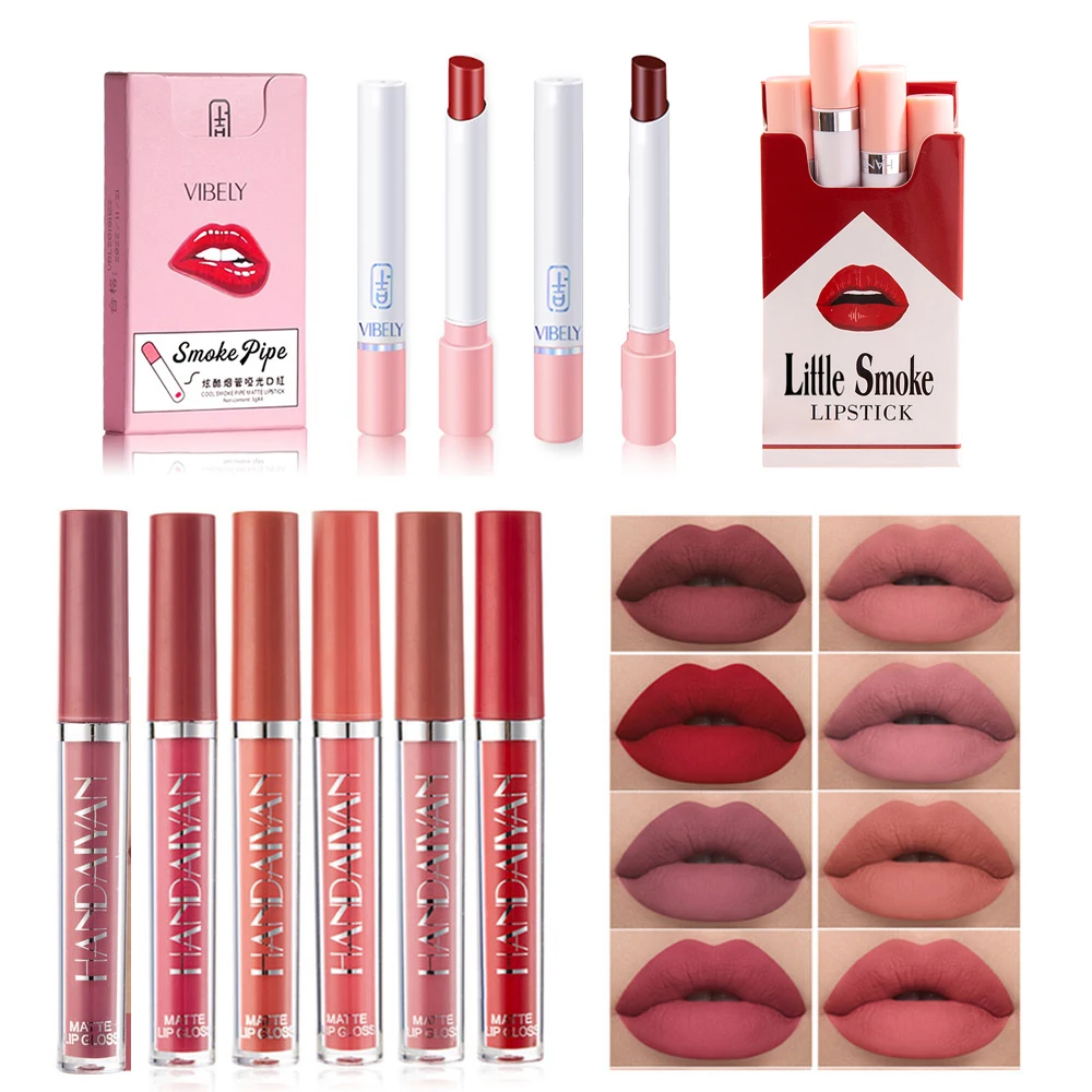 

4PCS/Set Lipstick Set Matte Moisturing Long Lasting Waterproof Matte Lip Stick Tube Velvet lipstick Lips Makeup 4 Colors