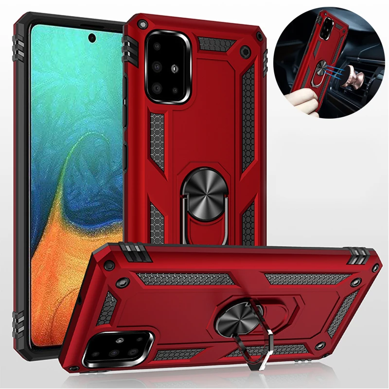 Роскошный бронированный чехол с кольцом для Samsung Galaxy Note 10 Lite S20 Plus ультрамагнитный