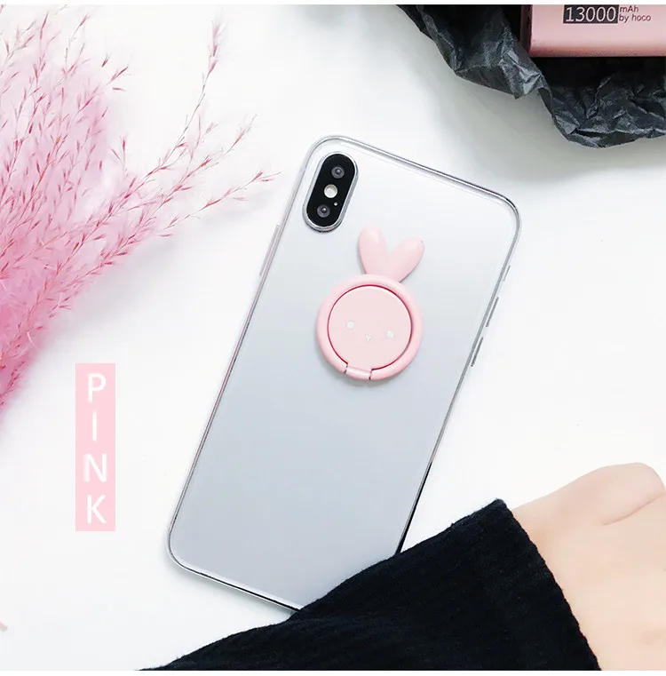 Pink Kawaii Rabbit Автомобильный держатель для телефона Магнитный держатель для телефона для iPhone 8 Soporte Movil Магнитная подставка для мобильного телефона кольцо для смартфона - Цвет: Pink