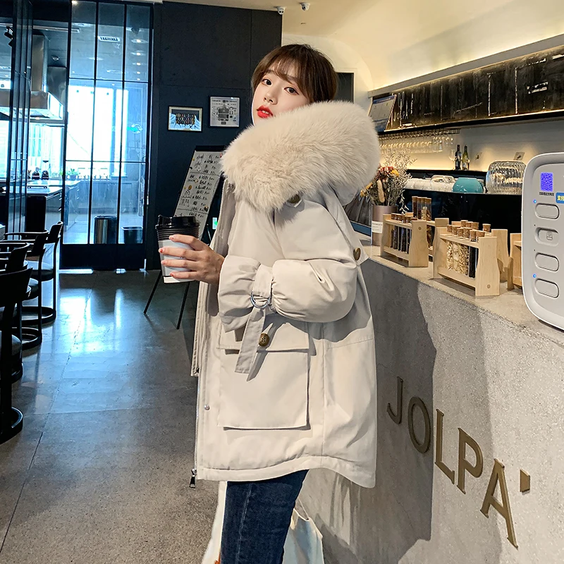 

PEONFLY Women Long-Sleeve Winter Loose Padded Down Jackets Warm Thick Hooded Parka Women Oversize Zipper Down Outerwear Jacket