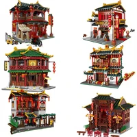 xingbao zhonghua street chinatown building series the toon tea house pub set building blocks bricks with figure kids toys gifts