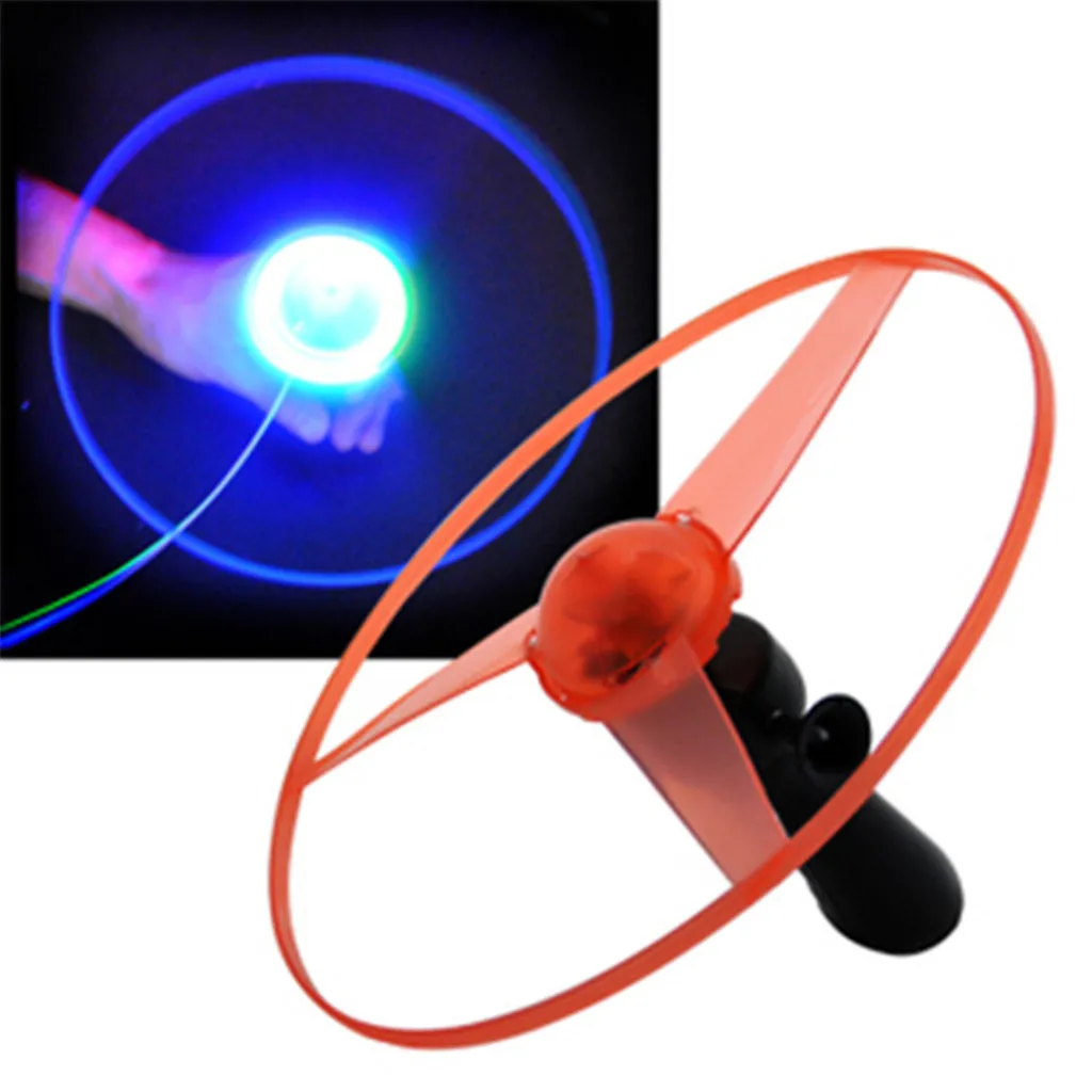 

2020 hot sale 1pc Fun outdoor sports pull line saucer toys LED lighting UFO parent-child interaction Creative 7 color spin-off