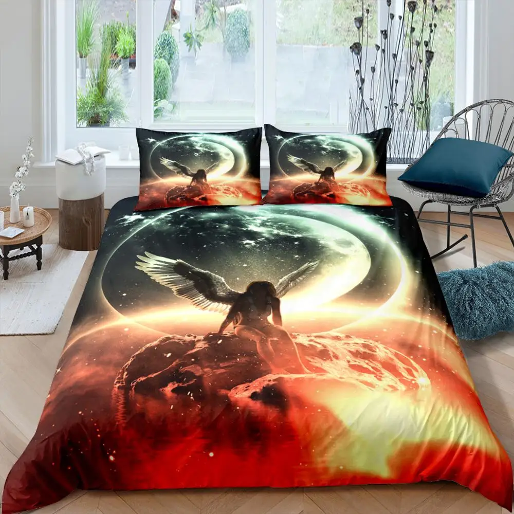 

Sea Angel Bedding Set Queen 3D Cute Printed Duvet Cover Bedclothes 2/3pcs Home Textiles Luxury High Quality Bedspread