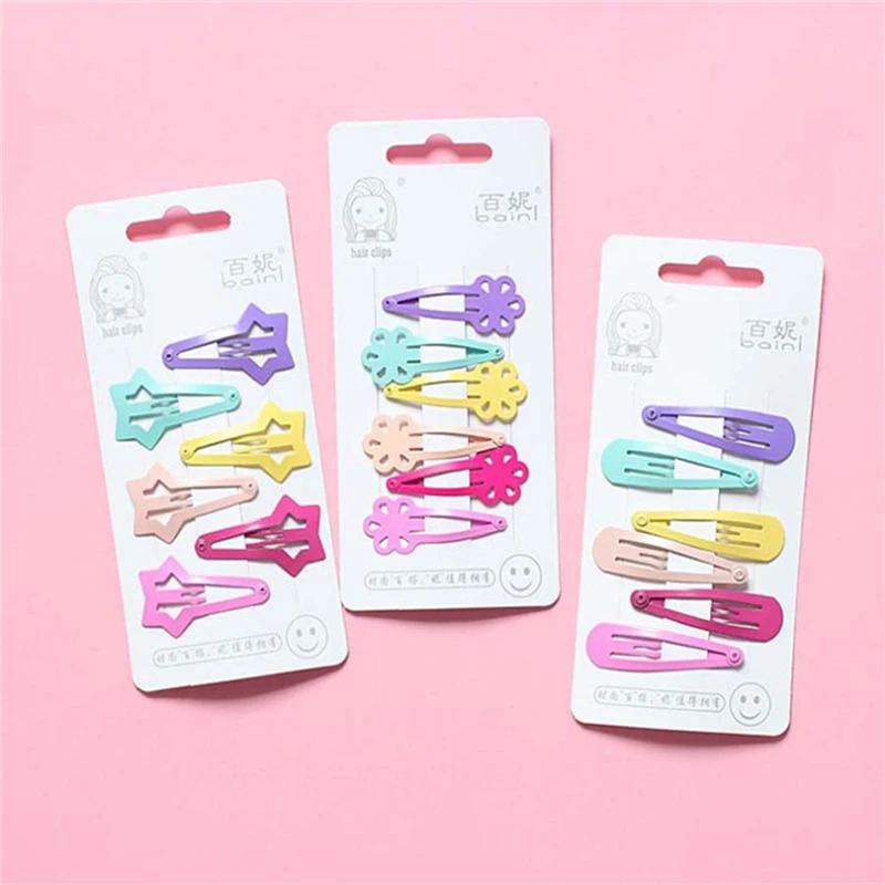 10 видов стилей милые заколки для волос ярких цветов разноцветные металлические